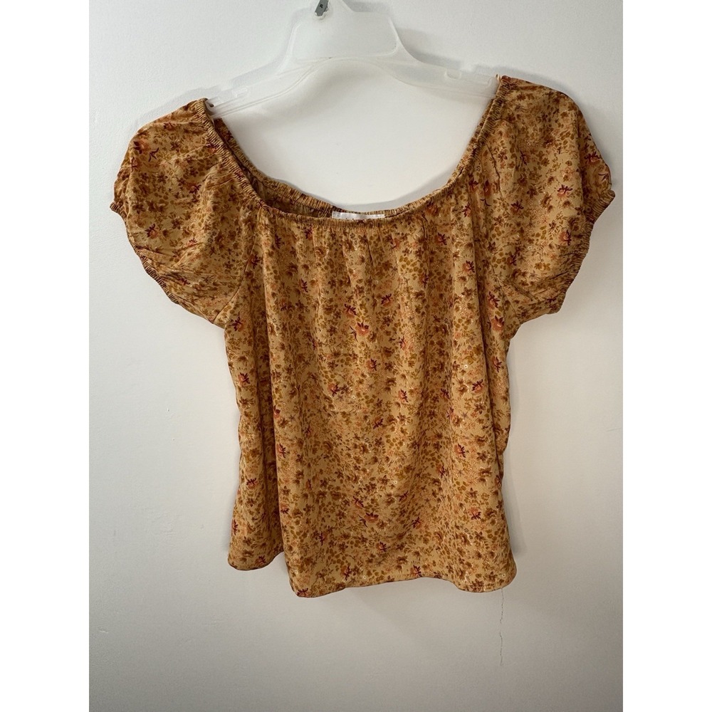 Pink Rose Peasant Top Blouse Off  Shoulder Juniors M Yellow‎ Floral Boho NWT